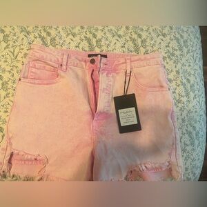 Willow Boutique Risen Acid Wash Pink Cutoff Denim Shorts Size XL NWT